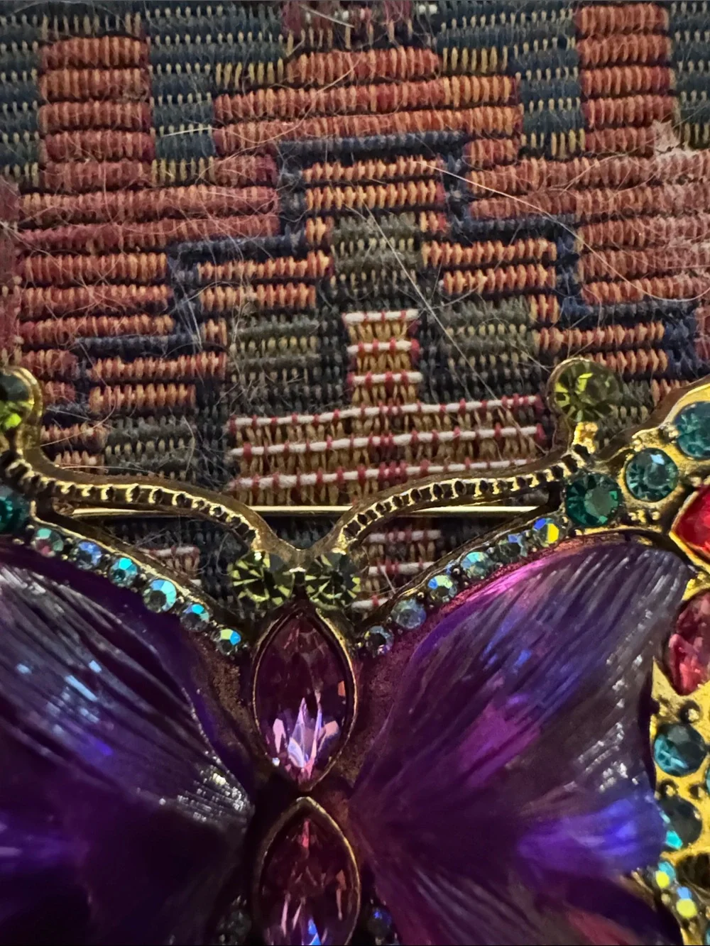 Aratta Silent Journey Purple Butterfly Crystal Brooch - Gold Tone Accent NWOT